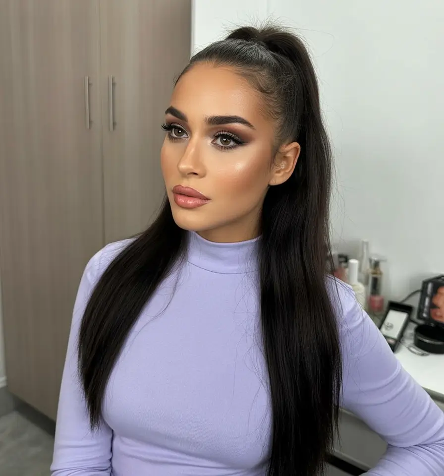 Trendy ponytail hairstyle ideas 2026 Ultra Sleek Long Black Ponytail