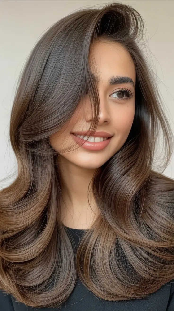 Trendy-side-part-hairstyle-ideas-2026 Feathered Side-Part Layers With Natural Glow