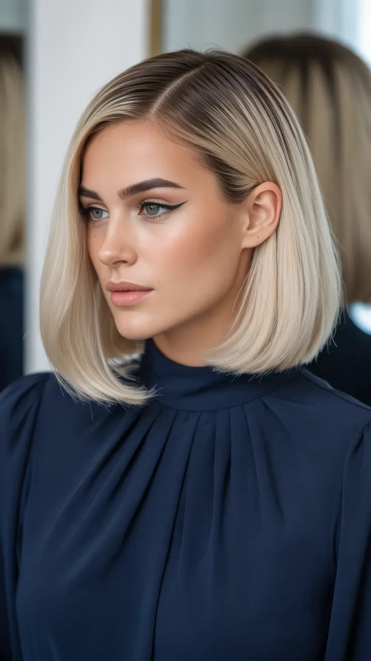 Trendy-side-part-hairstyle-ideas-2026 Polished Side-Part Blunt Bob