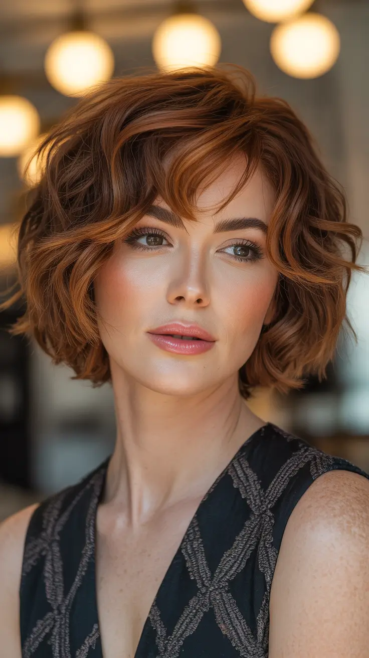 Trendy-side-part-hairstyle-ideas-2026 Soft Curly Side-Part Bob With Warm Depth