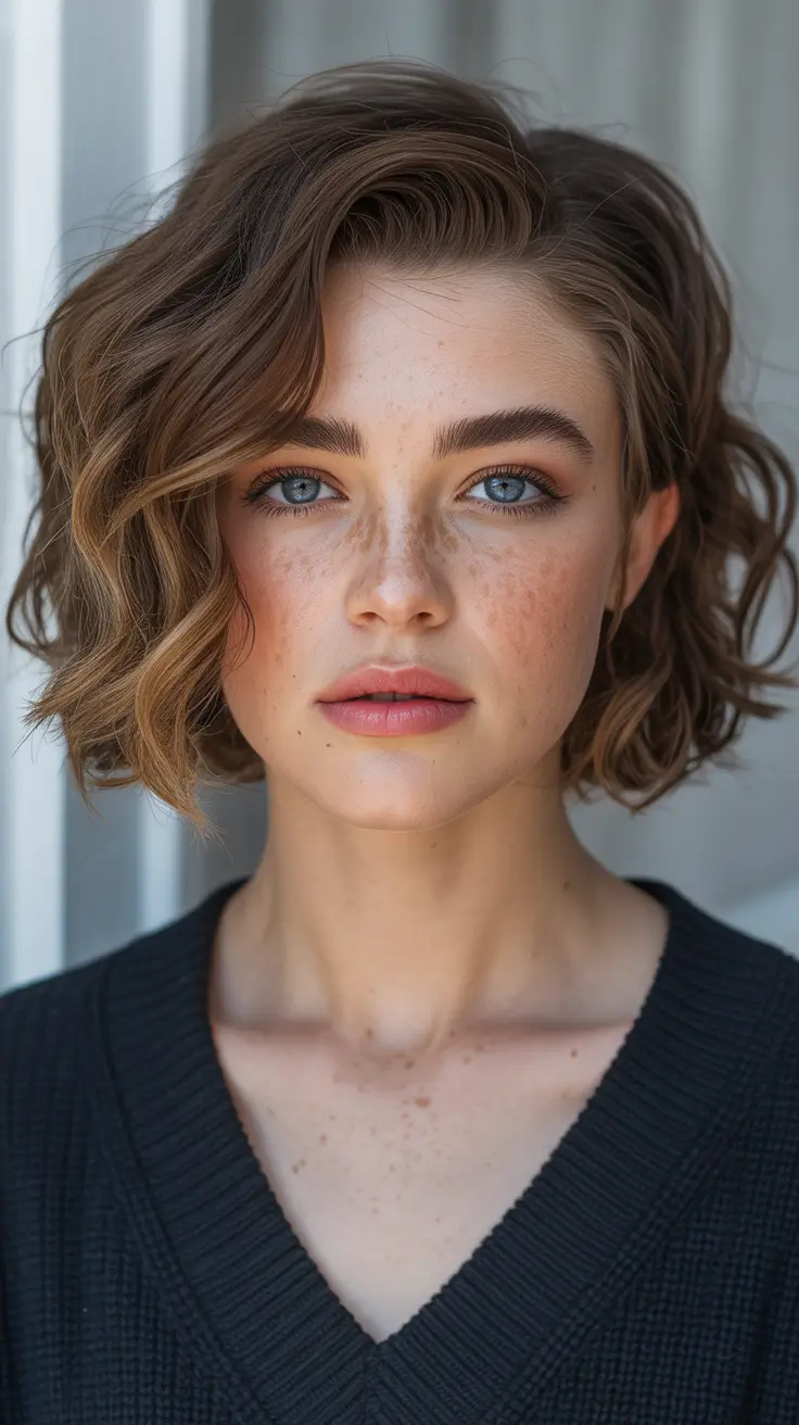 Trendy side part hairstyle ideas 2026 Natural Side-Part Curly Bob