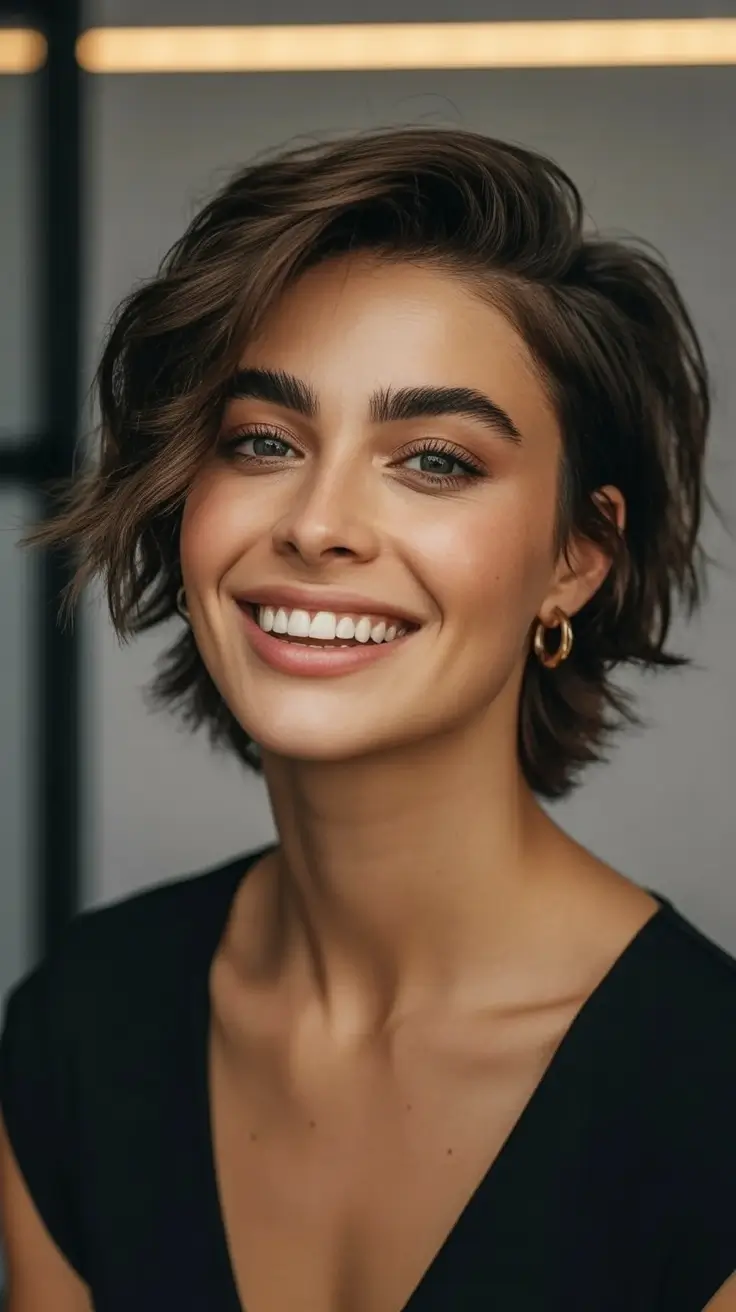 Trendy side part hairstyle ideas 2026 Textured Side-Part Crop With Playful Movement