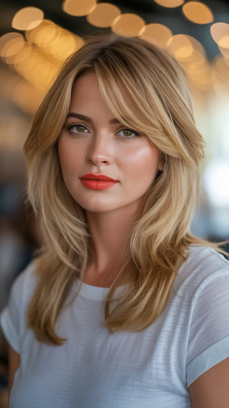 Trendy side part hairstyle ideas 2026 Relaxed Side-Part Shoulder-Length Layers