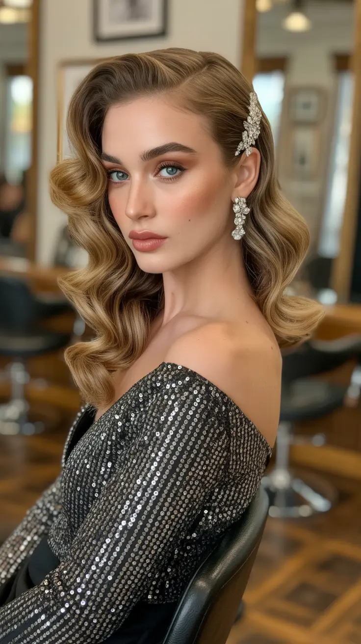 Trendy-side-part-hairstyle-ideas-2026 Red Carpet Side-Part Glam Waves