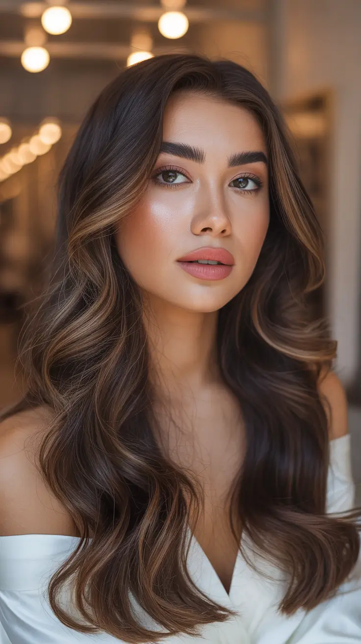 Versatile long haircuts 2026 Warm Caramel Waves With Dimensional Layers