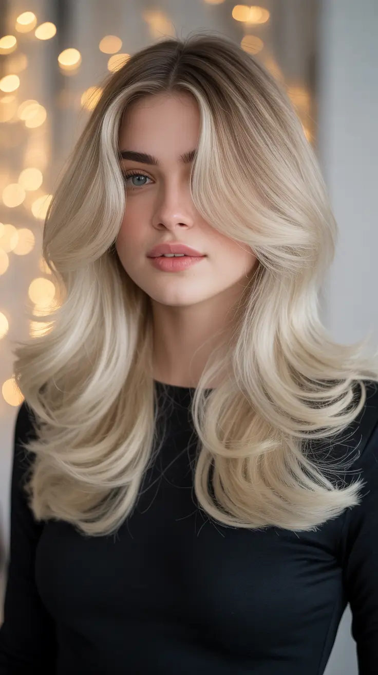 Versatile long haircuts 2026 Voluminous Platinum Layers With Feathered Body