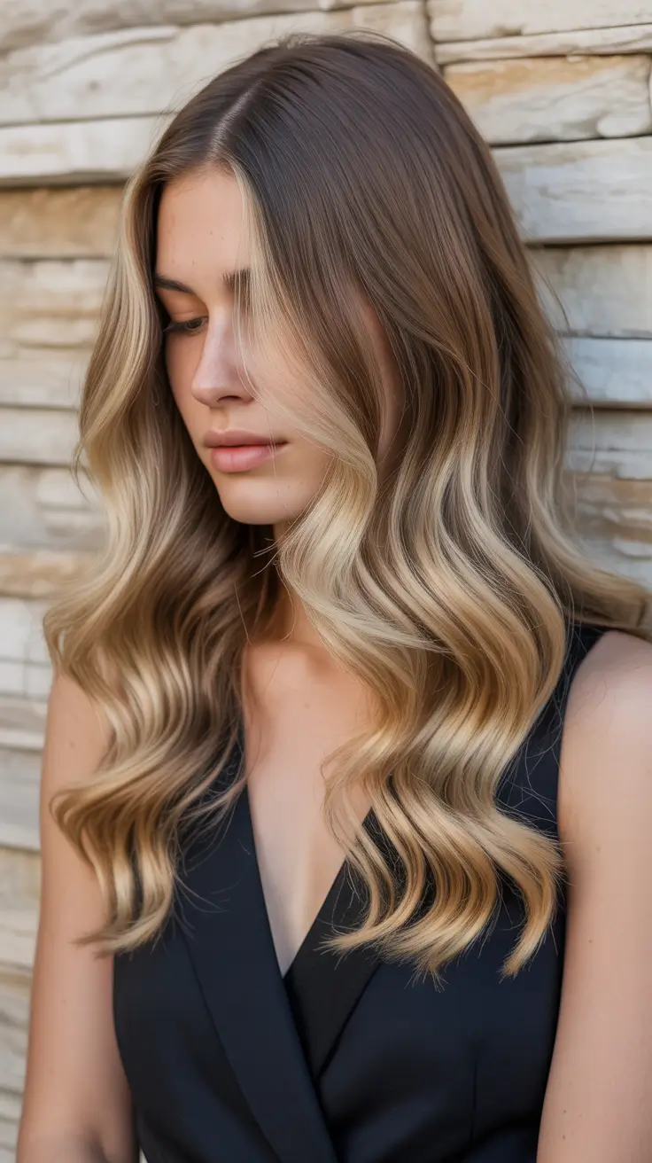 Versatile long haircuts 2026 Soft Sand Balayage With Cascading Waves