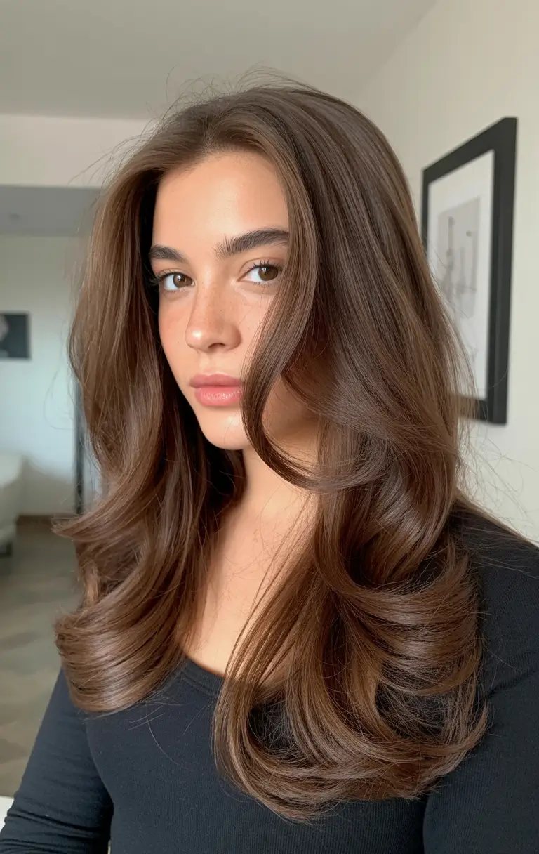 Versatile long haircuts 2026 Golden Balayage With Winged Curtain Contours