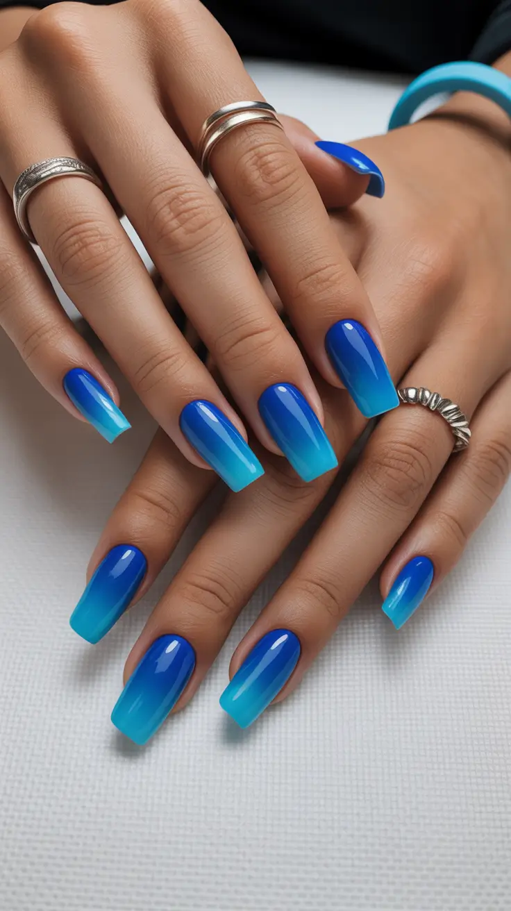 blue nails inspiration 2026 Bright Ombre