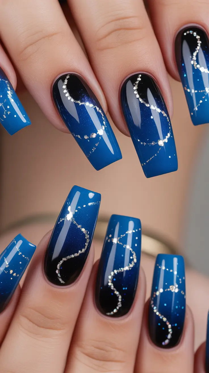 blue nails inspiration 2026 Midnight Gradient