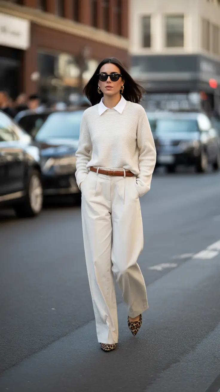 Effortless spring fashion outfits 2026 neutral knit tailored trousers