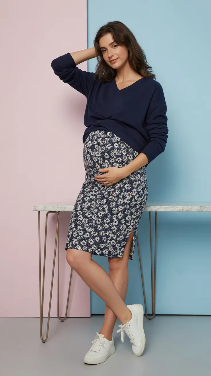 Effortless spring outfit for pregnant women 2026 Sporty Comfort With a Feminine Twist