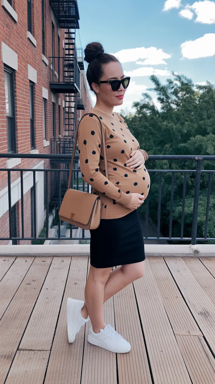 Effortless spring outfit for pregnant women 2026 Playful Texture With Spring Lightness