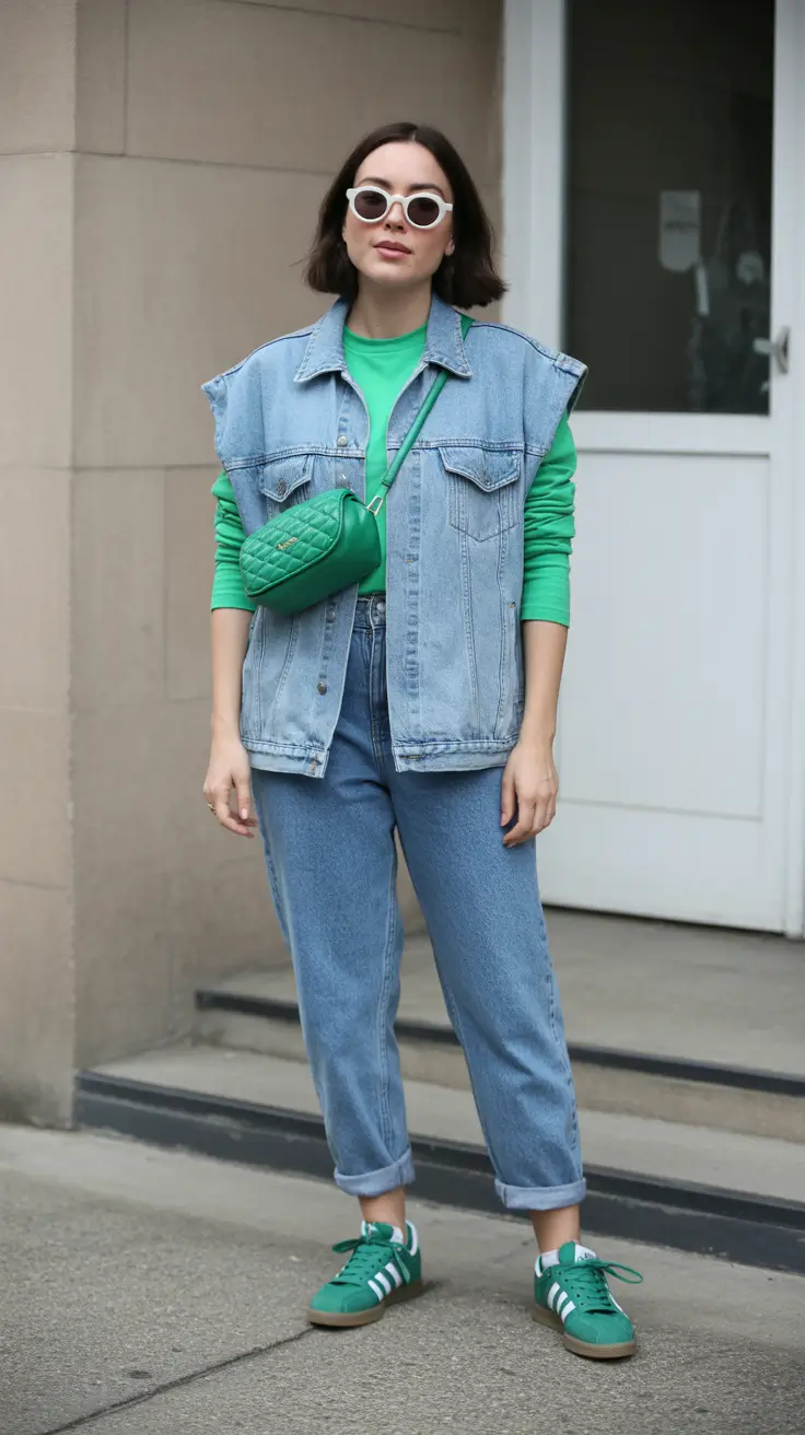 Elegant Every Day Simpl Spring Outfits 2026 Denim Green Accents