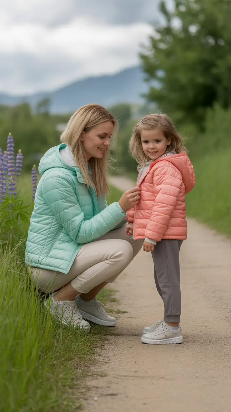Essential spring mom outfits 2026 Lightweight Puffers for Cool Spring Walks