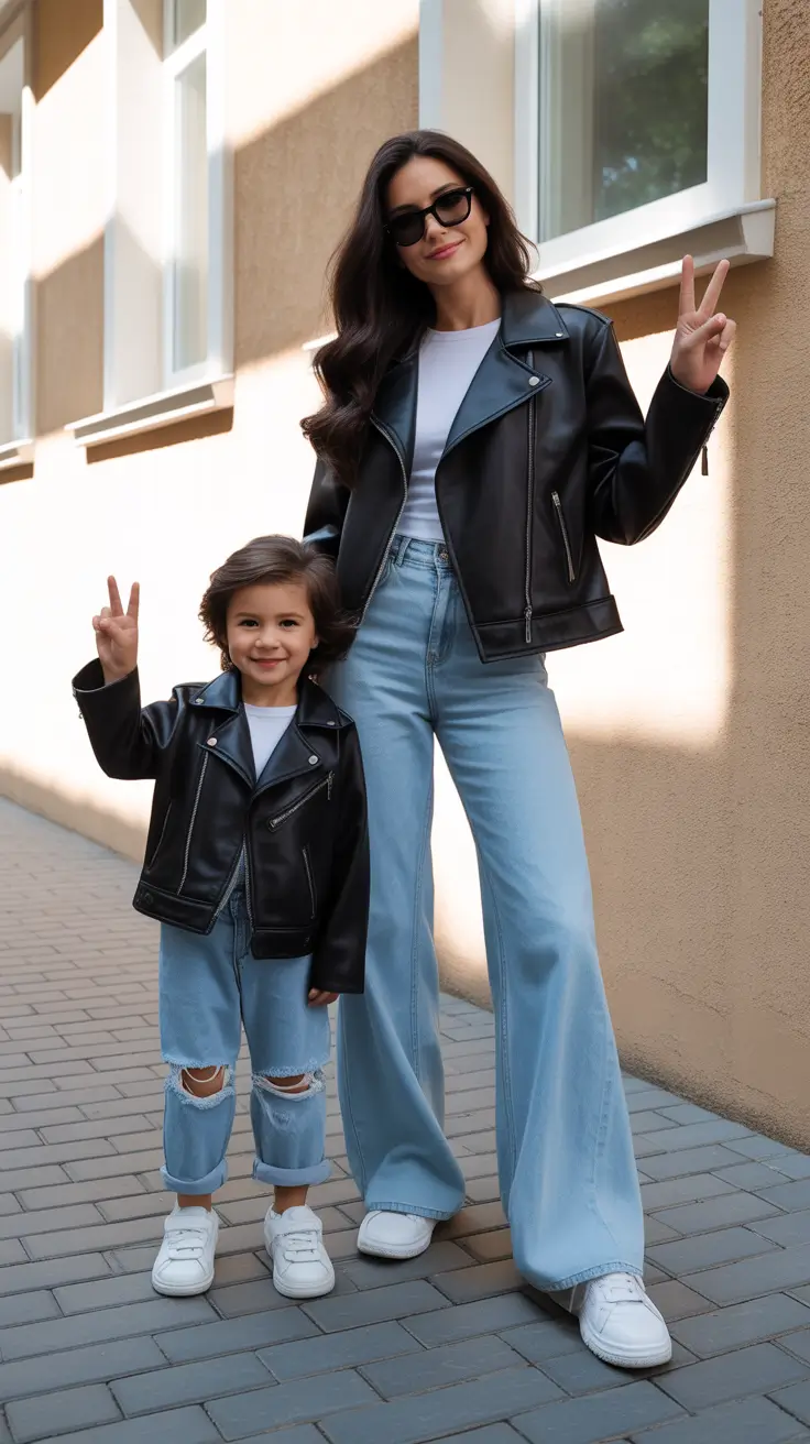 Essential spring mom outfits 2026 Leather Layers with a Casual Edge