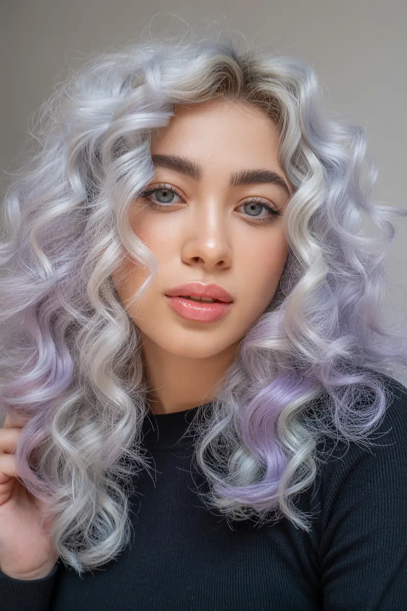 February Hair Color Ideas 2026 Icy Lavender Silver