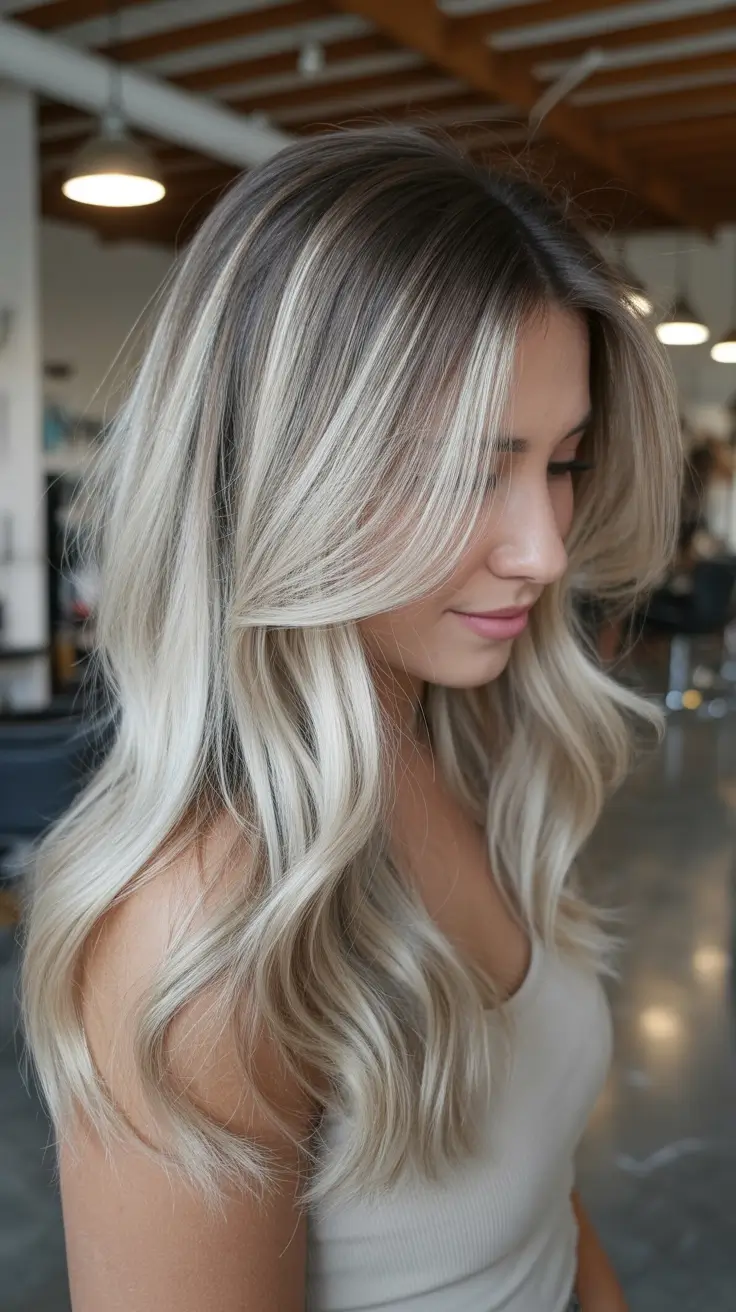February Hair Color Ideas 2026 Cool Ash Blonde with Face-Framing Layers