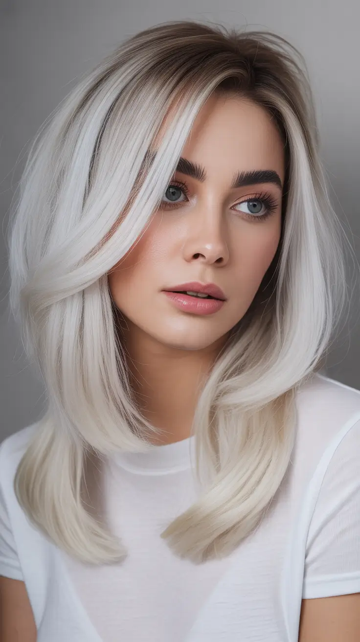 February Hair Color Ideas 2026 Classic Platinum with Soft Volume