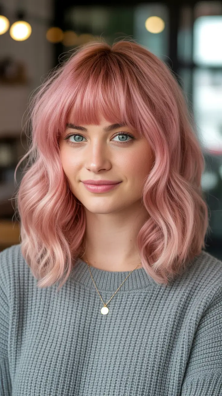 February Hair Color Ideas 2026 Dusty Rose