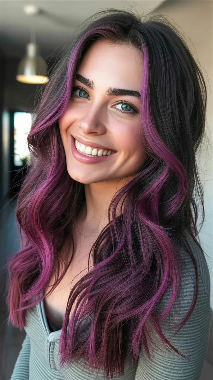 February Hair Color Ideas 2026 Plum Brunette