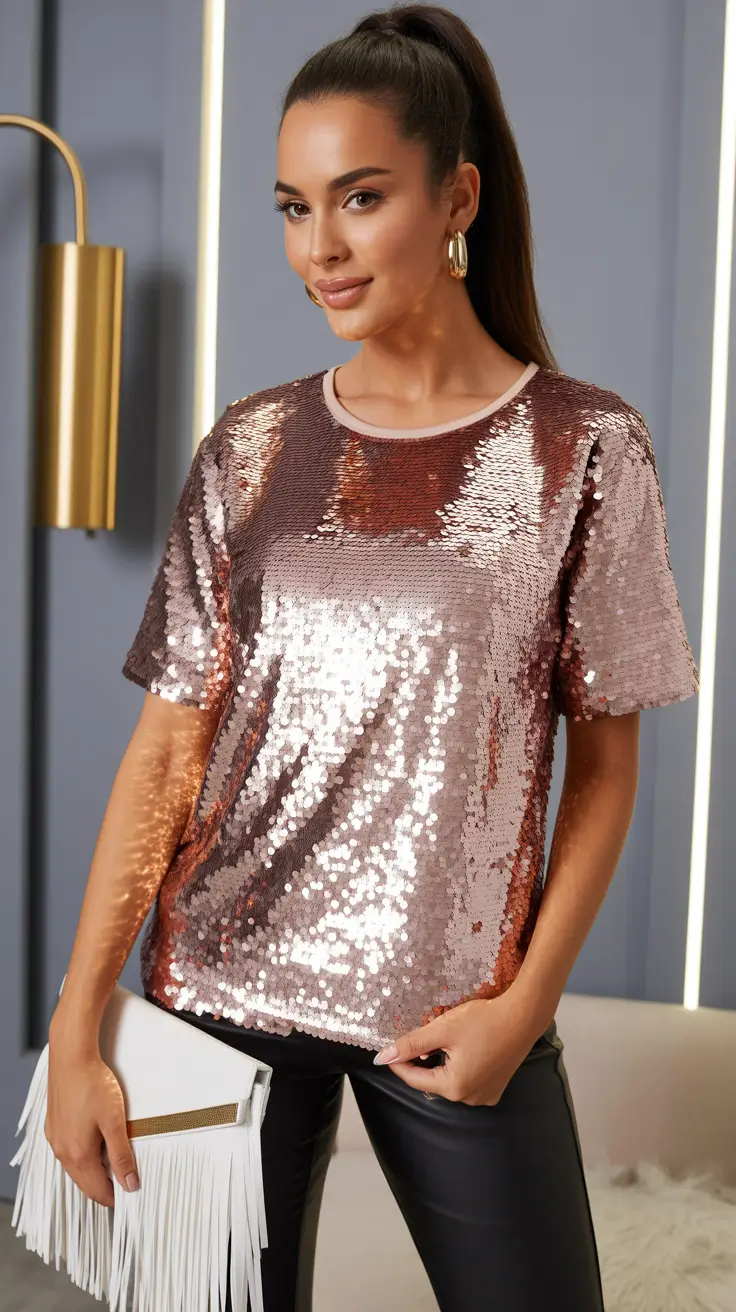 February outfits ideas 2026 Sequin Tops for February Party Nights
