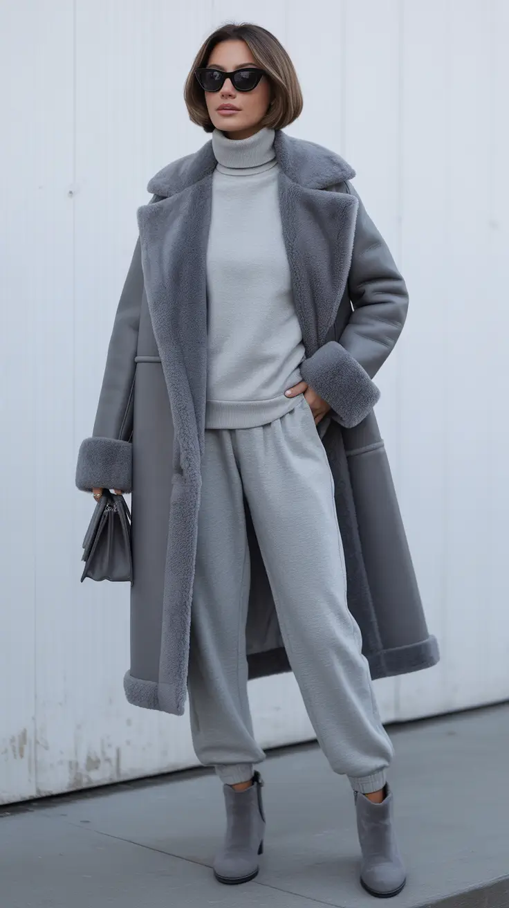 February outfits ideas 2026 Monochrome Gray for Modern Comfort