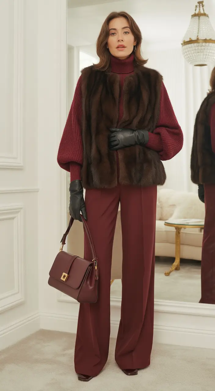 February outfits ideas 2026 Rich Burgundy Layers for Seasonal Warmth