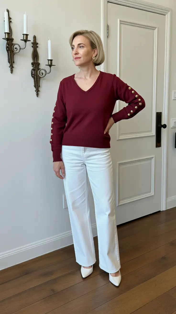 Popular spring dressing over 50 2026 Burgundy and White