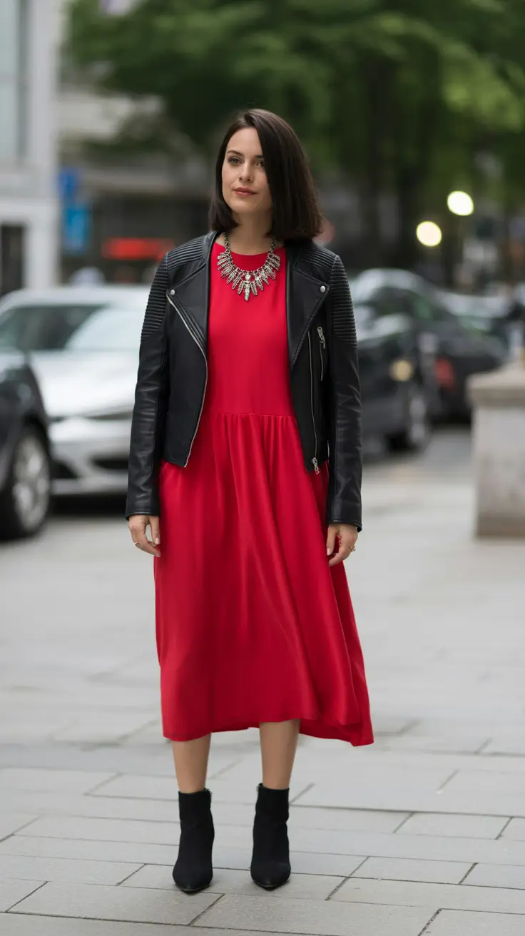 popular spring wardrobe trends 2026 Bold Dresses Balanced With Urban Edge