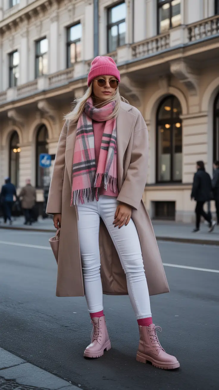 winter to spring outfits aesthetic Soft Pink Accents for Playful City Days