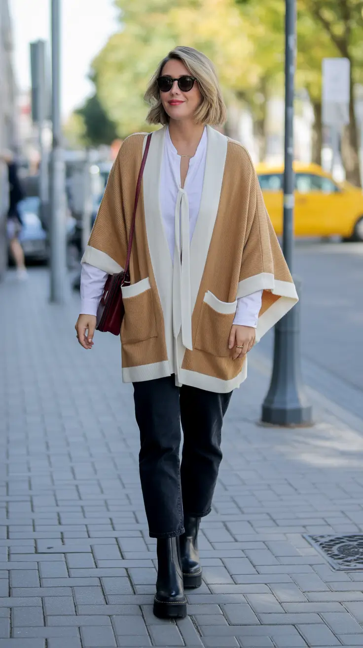 winter to spring outfits comfy Relaxed Poncho Layers for Transitional Comfort