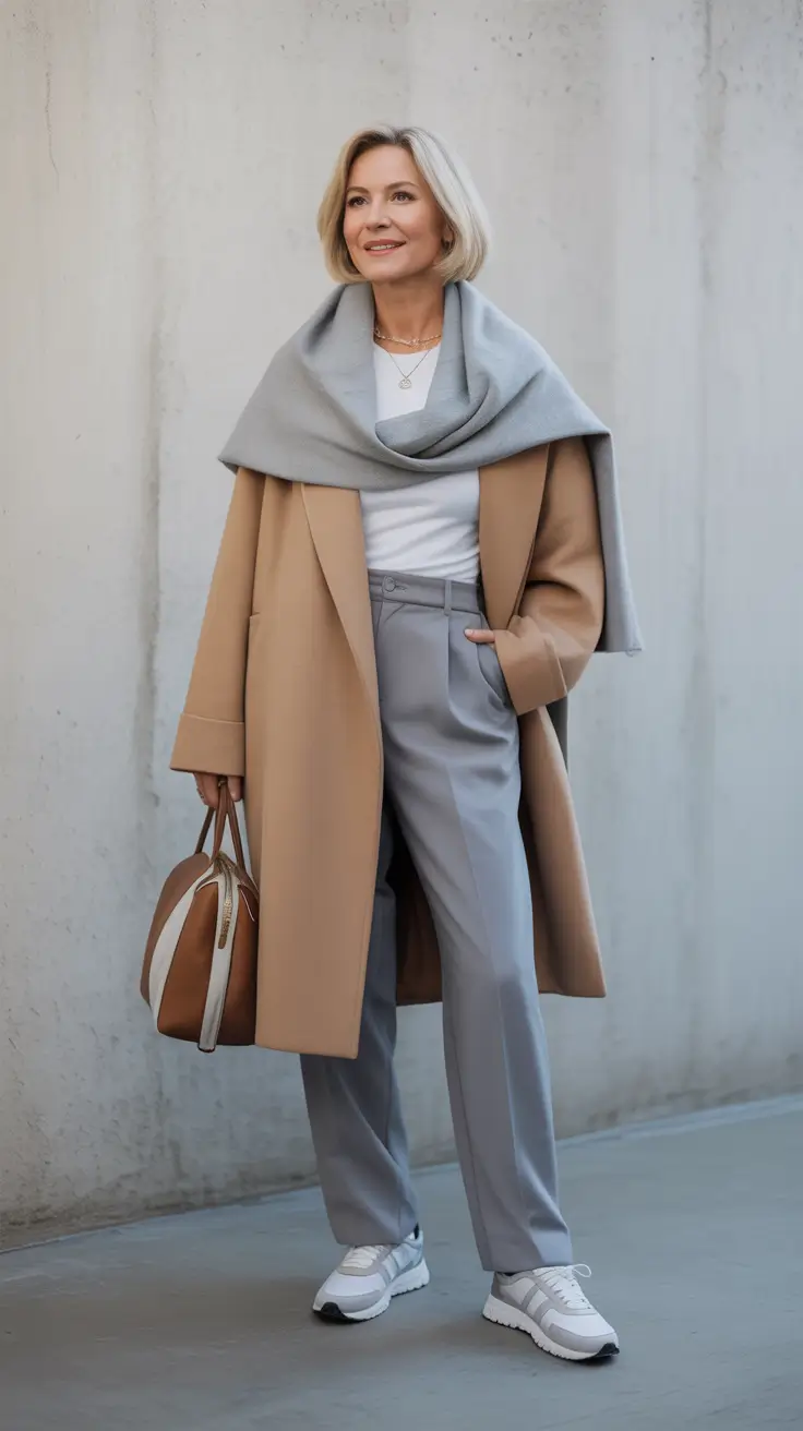 work winter to spring outfits Minimal Tailoring with Soft Draped Layers