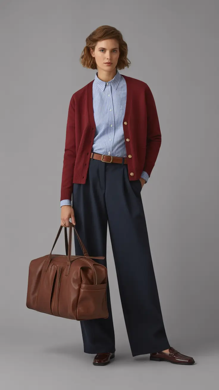work winter to spring outfits Classic Preppy Layers with a Modern Edge