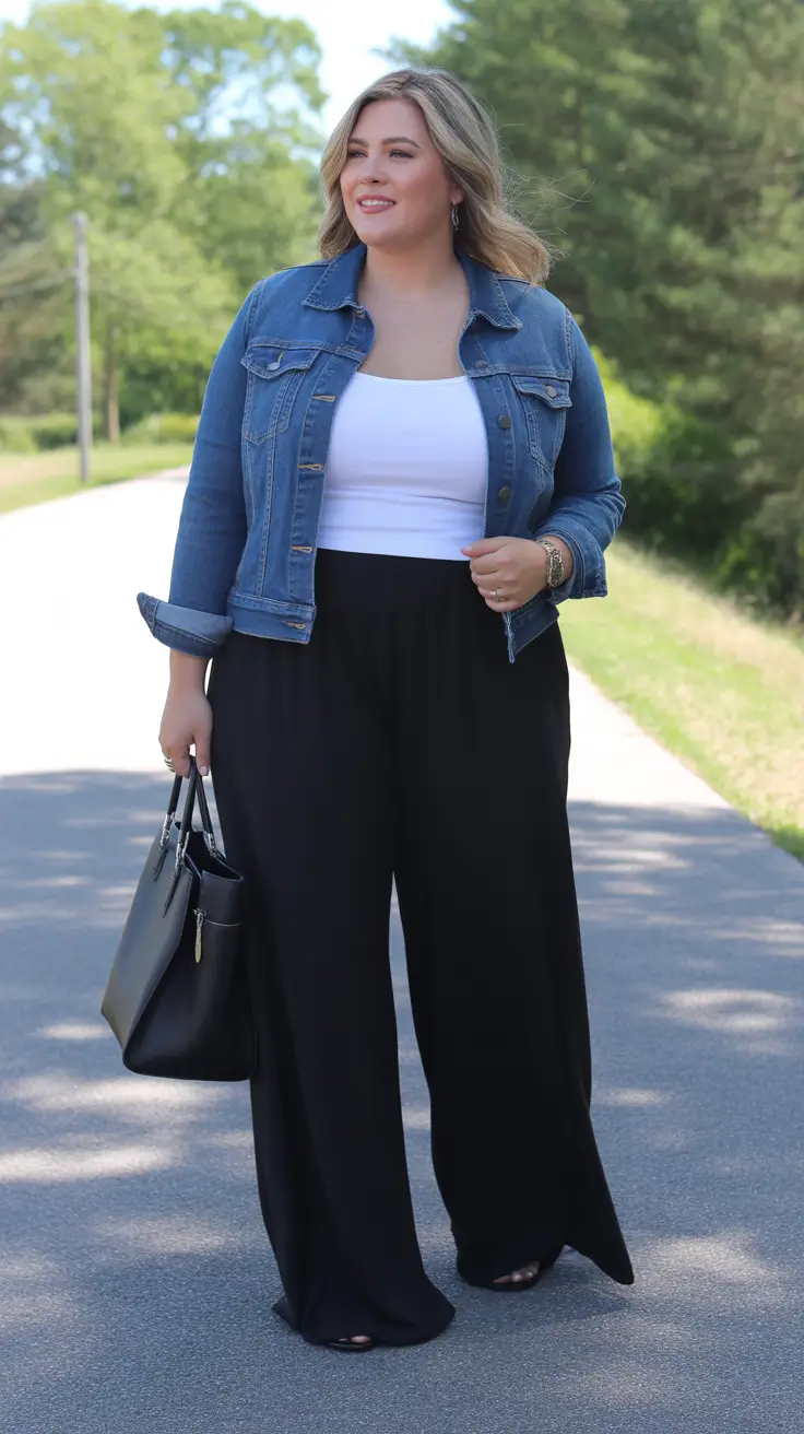 Top midsize spring outfits 2026 Wide Leg Confidence With a Clean Base