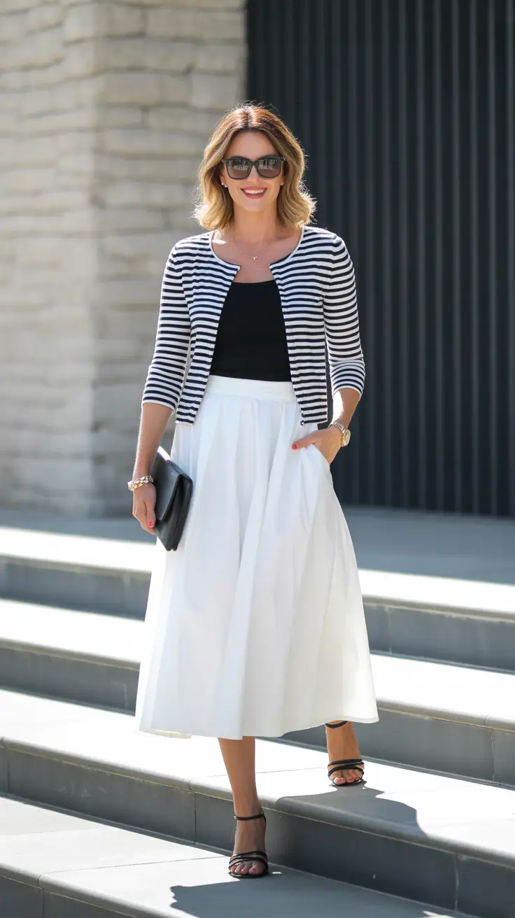 Top modest spring outfits 2026 Stripes and Volume for Everyday Casual Ease