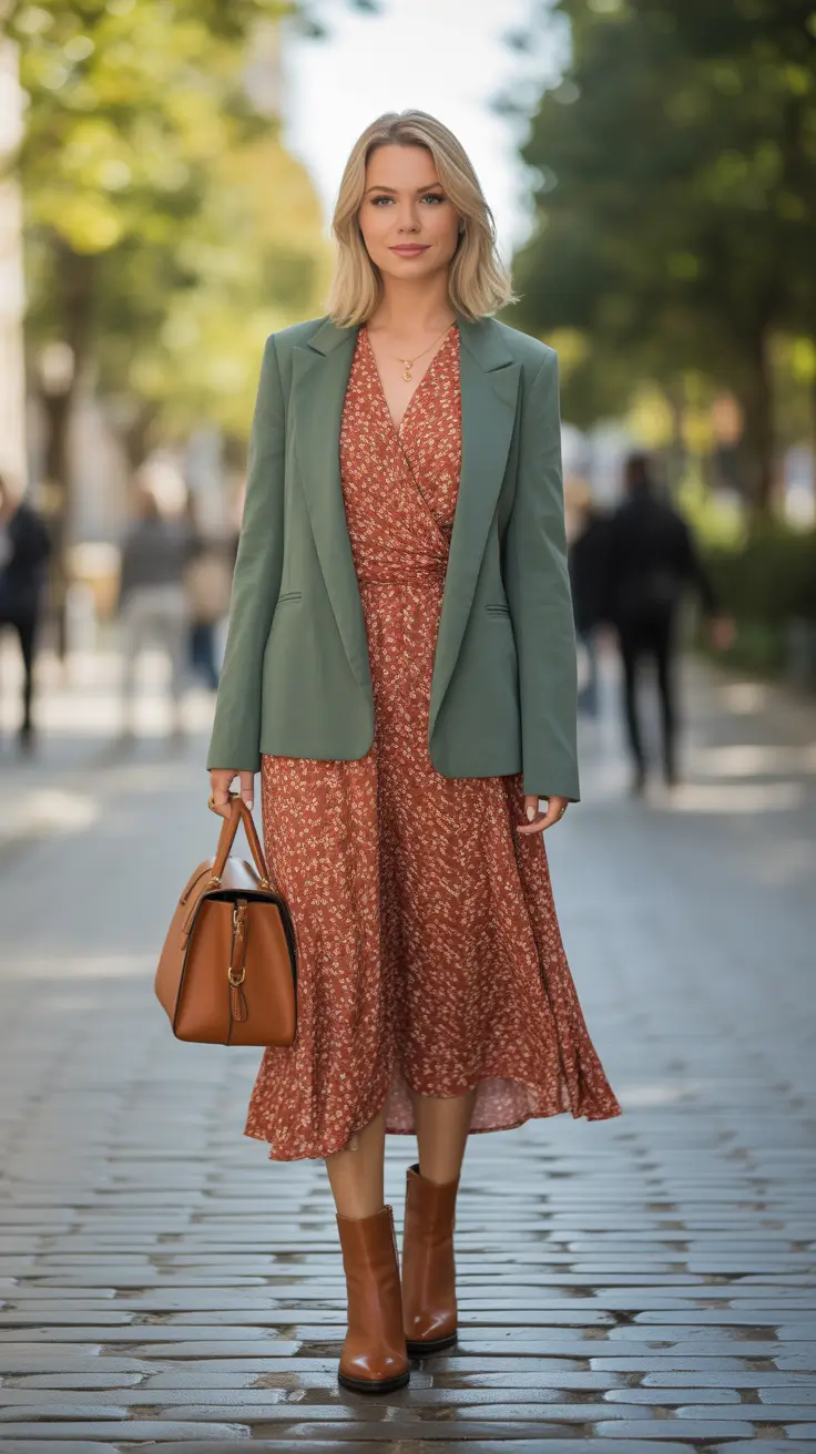 Top modest spring outfits 2026 Floral Ease With a Tailored Spring Attitude