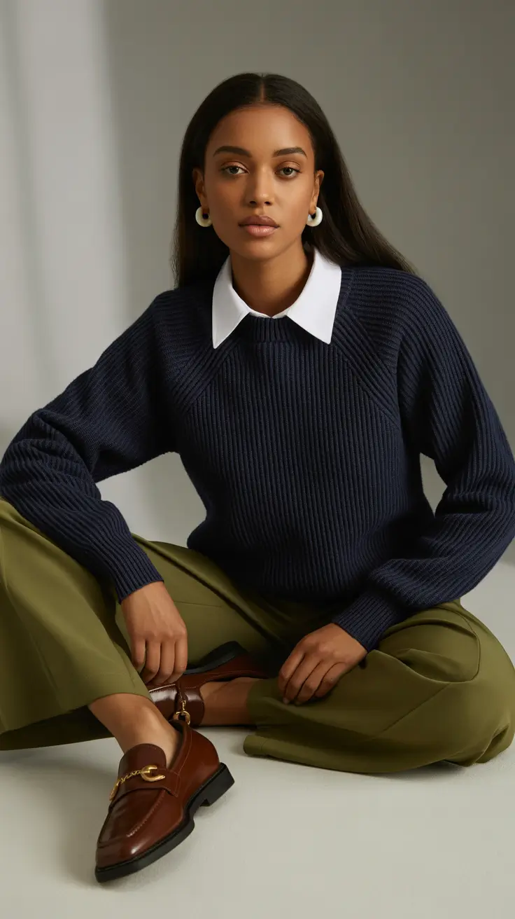 old money spring outfits women casual Relaxed Knits with Grounded Neutrals