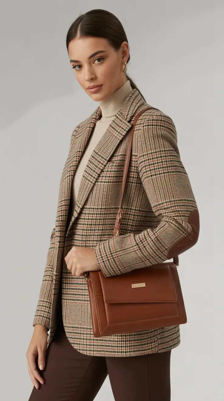 old money spring outfits jacket Structured Plaid with Refined Accessories