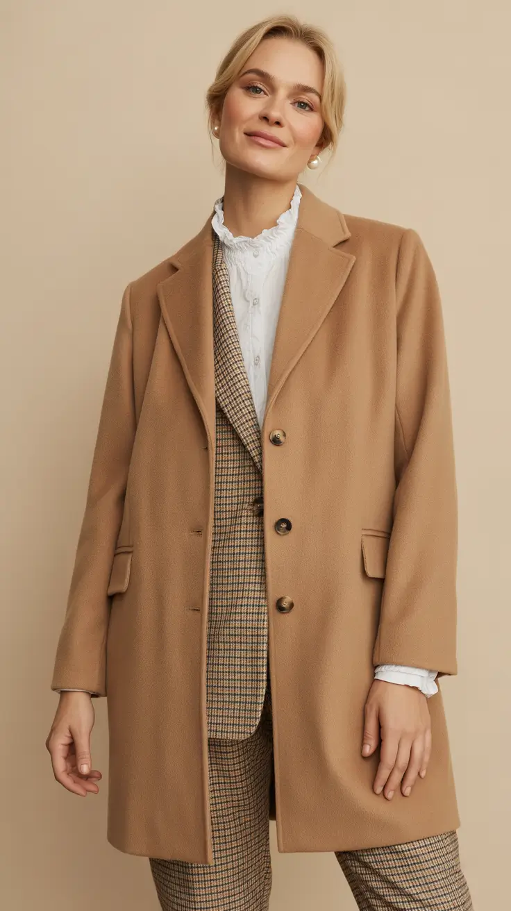old money spring outfits for women Classic Camel Coats with Layered Heritage