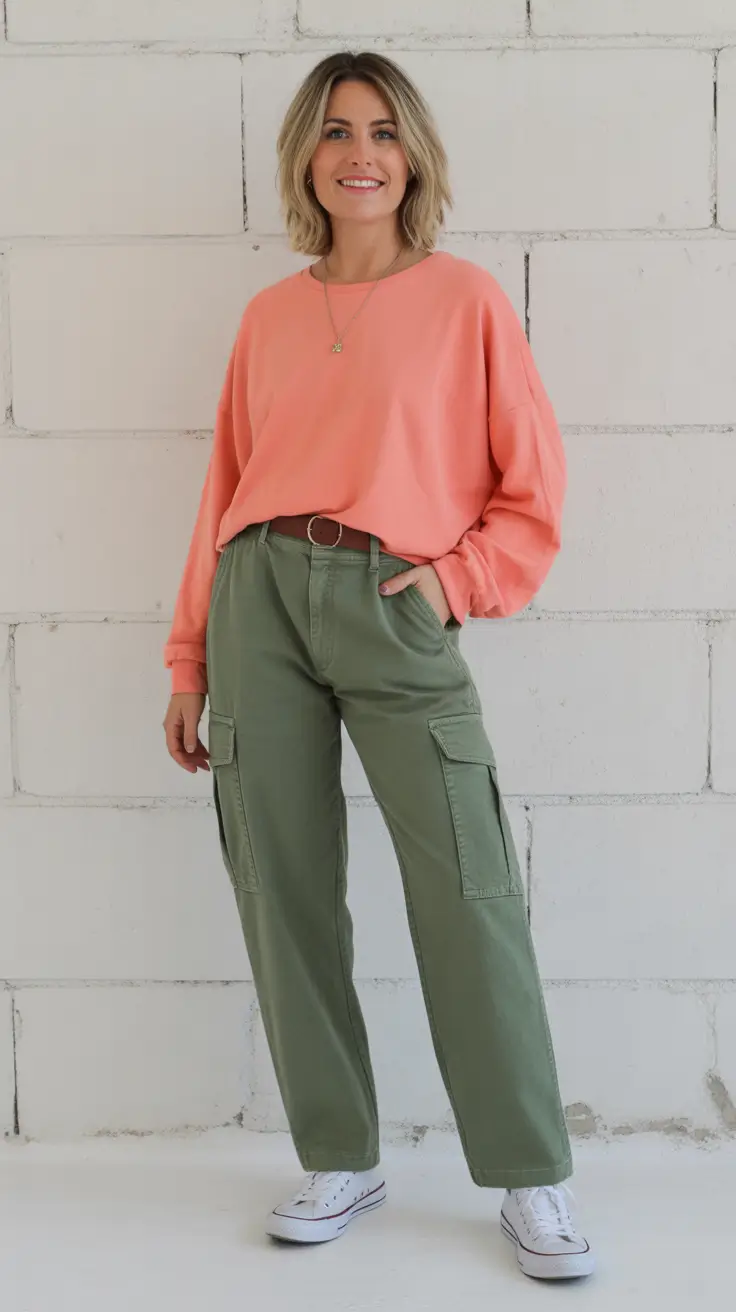 spring outfits trends women Relaxed Utility With a Soft Color Twist