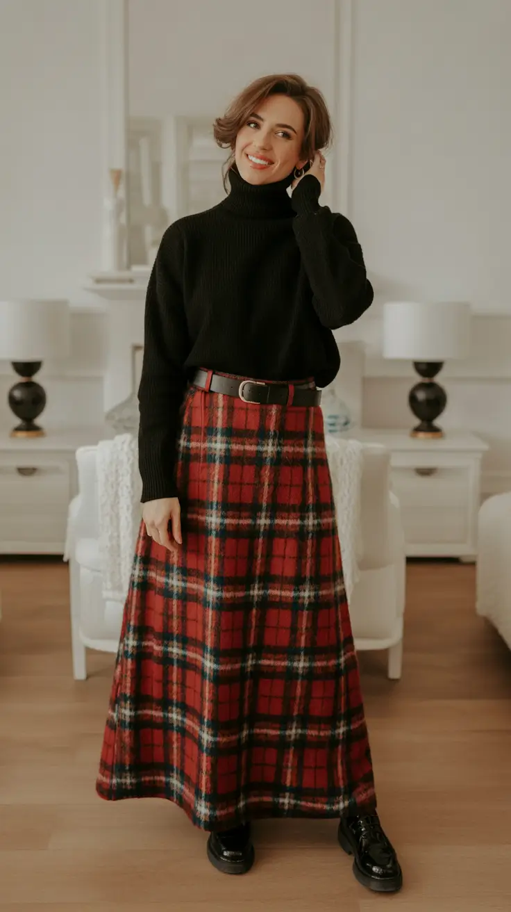 spring outfits trends women Classic Plaid With Cozy Confidence