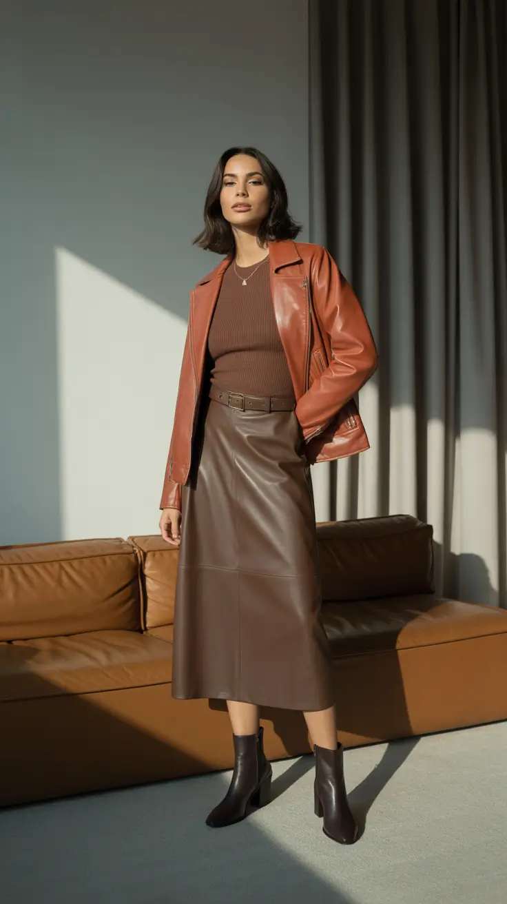 spring skirt outfits 2026 Leather Skirts with Soft Power