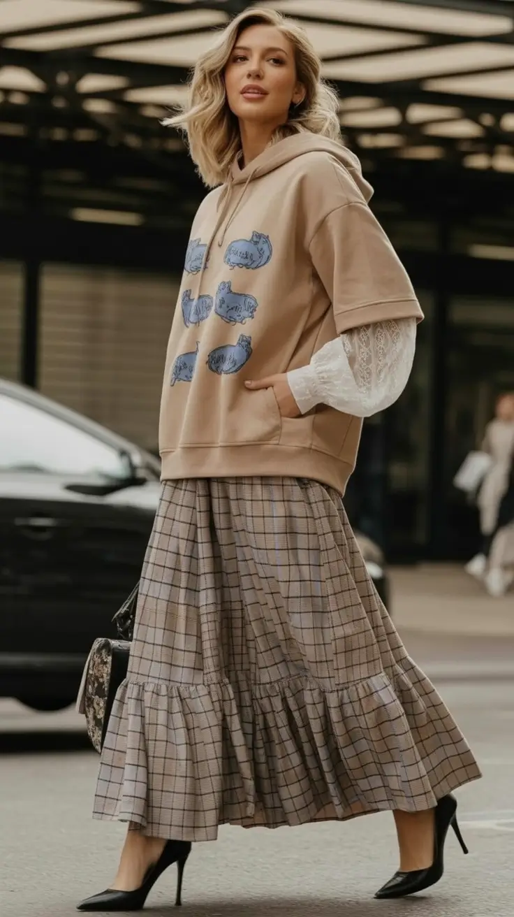 spring skirt outfits 2026 Relaxed Layers with Playful Details