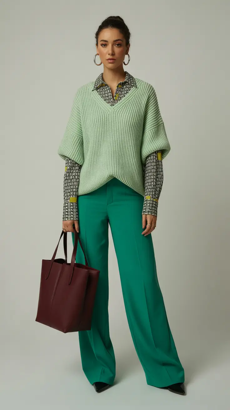spring going out outfits night casual Soft Green Layers with a Tailored Twist