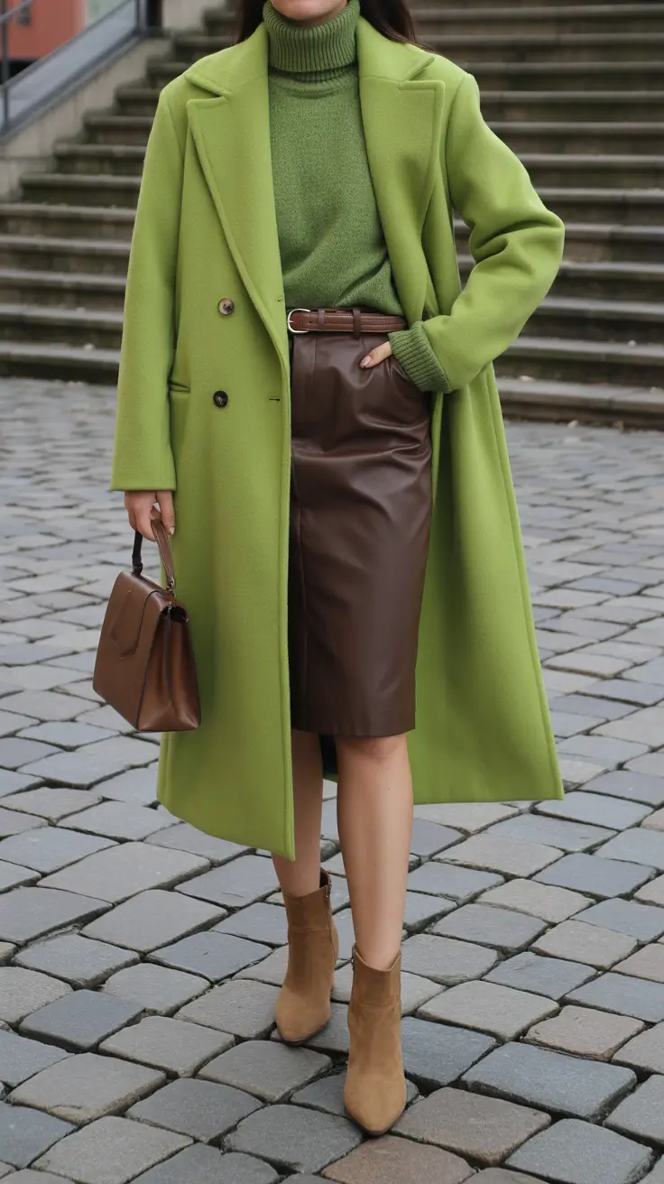 spring going out outfits cold Fresh Green Layers for Transitional Evenings