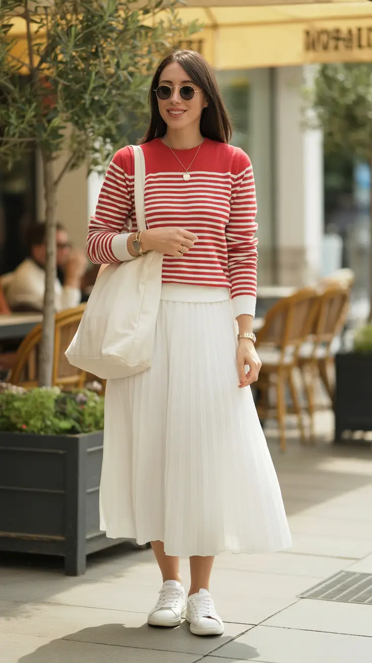 Trending spring outfits for women over 30 2026 Playful Stripes With Effortless Energy