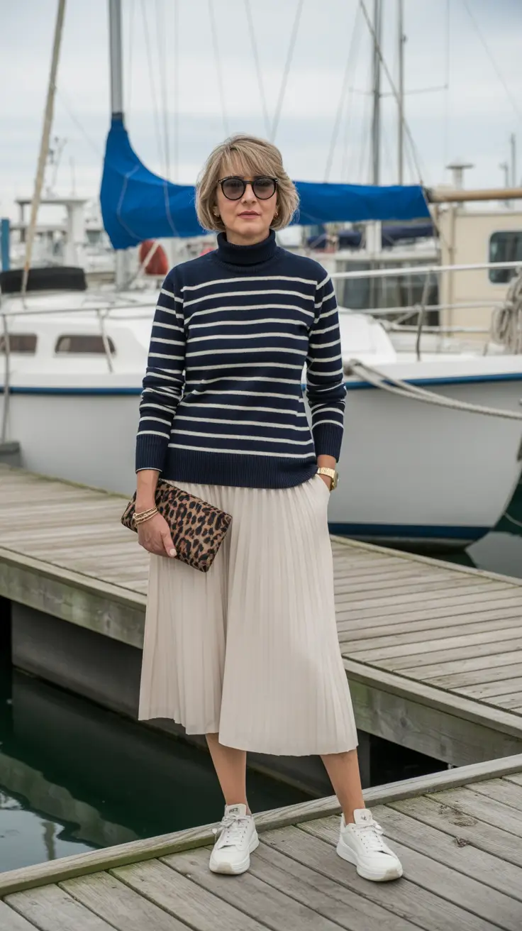 Trending spring outfits for women over 40 2026 Nautical Stripes