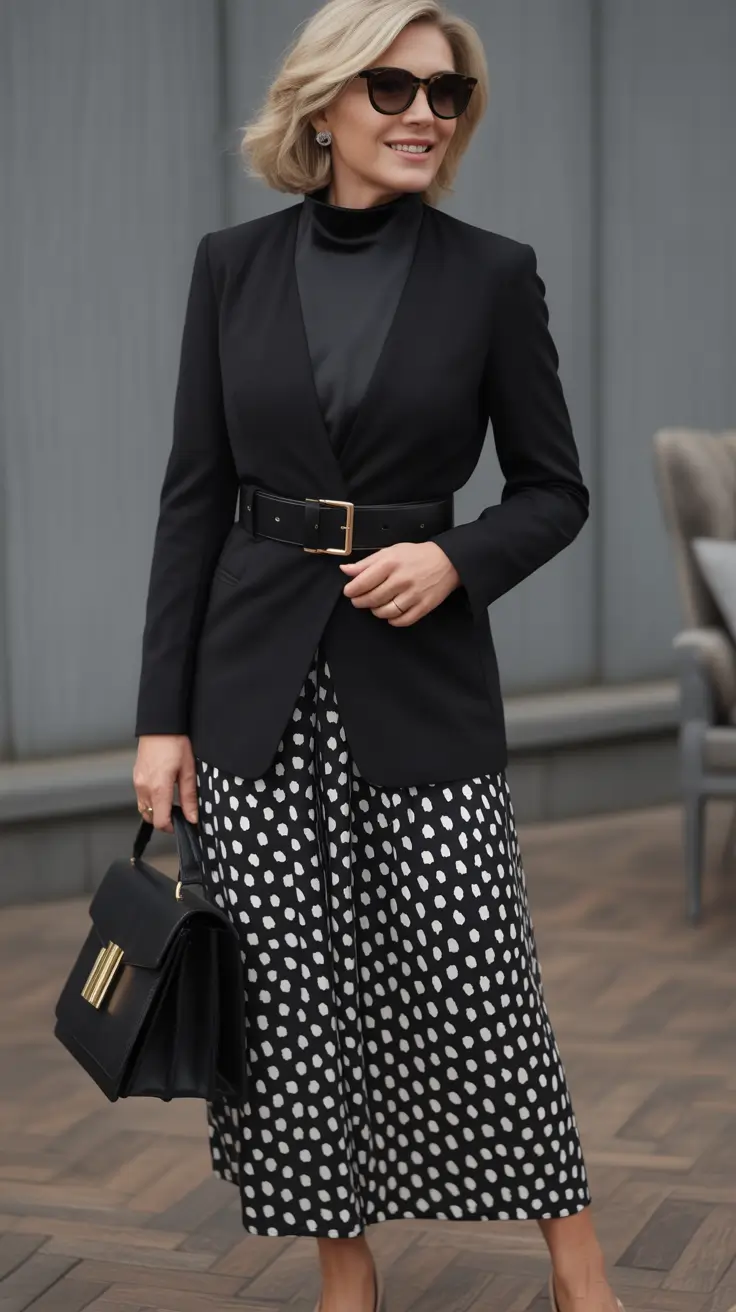 Trending spring outfits for women over 40 2026 Black Tailoring