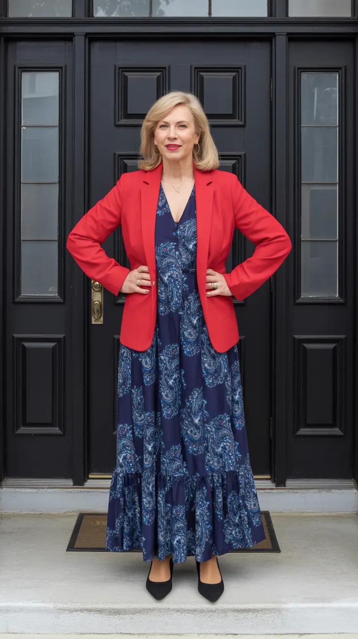 Trending spring outfits for women over 50 2026 Color layered outfit